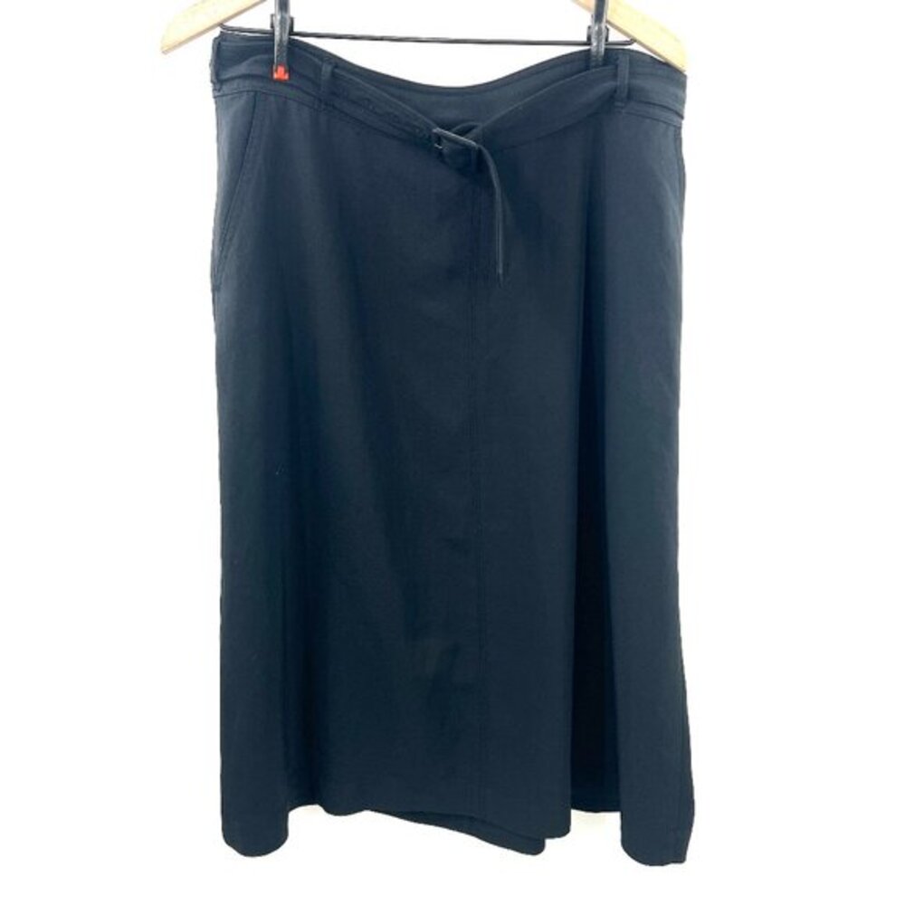 Banana Republic black a-line belted skirt career work midi length classic‎  12